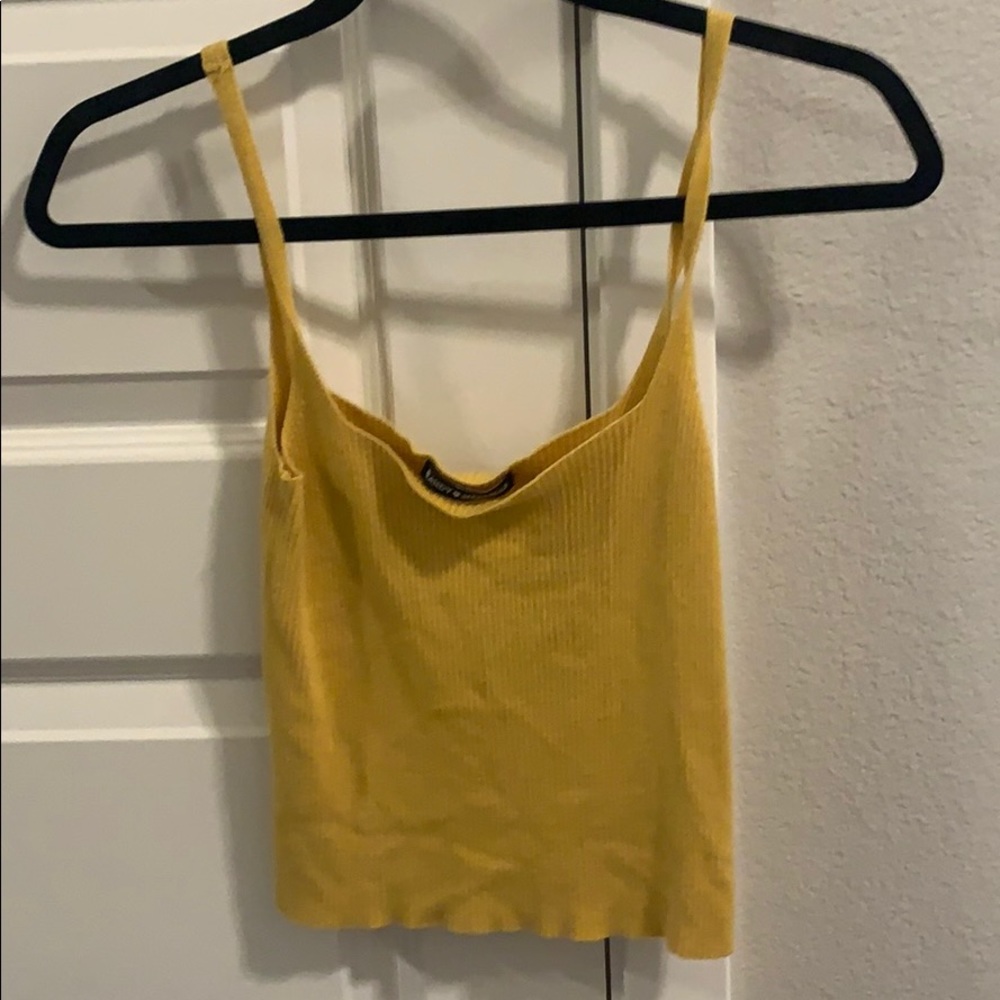 yellow ribbed tank top